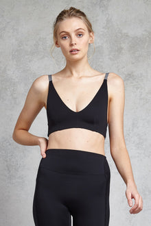  Front view of a woman wearing Cindy Bralette - Black