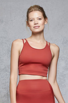  Front view of a woman wearing Emma Crop - Chilli