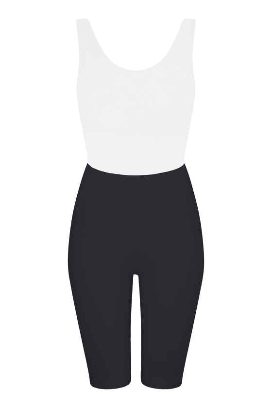 Front view of Arabella Bodysuit - White / Black